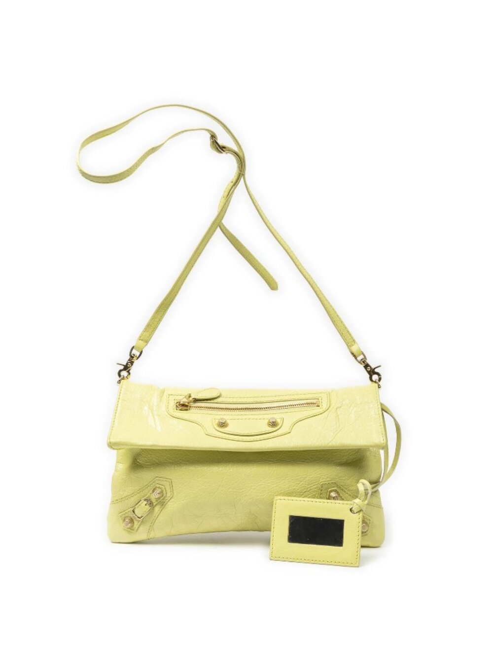 Balenciaga Envelope Clutch Crossbody Light Green Distressed Calfskin Leather